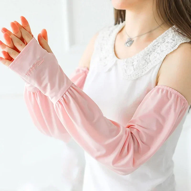 Ice Silk Sleeves Women's Sun Protection Summer Thin Loose Cycling UV Fashion Arm Protection Gloves Sleeves