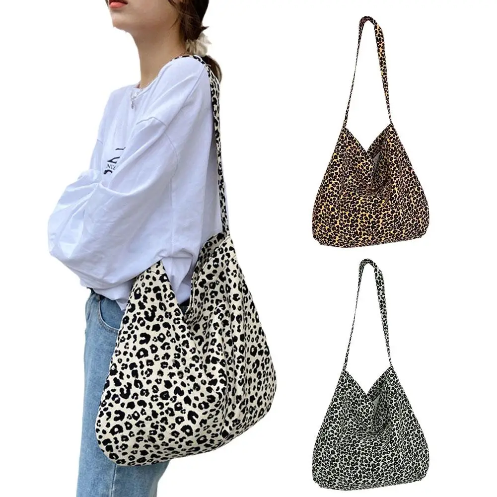 Leopard Print Messenger Bag Shopping Bag For Women\'s Large Capacity One Shoulder Bag Korean Fashion Versatile Casual Canvas Y7P9