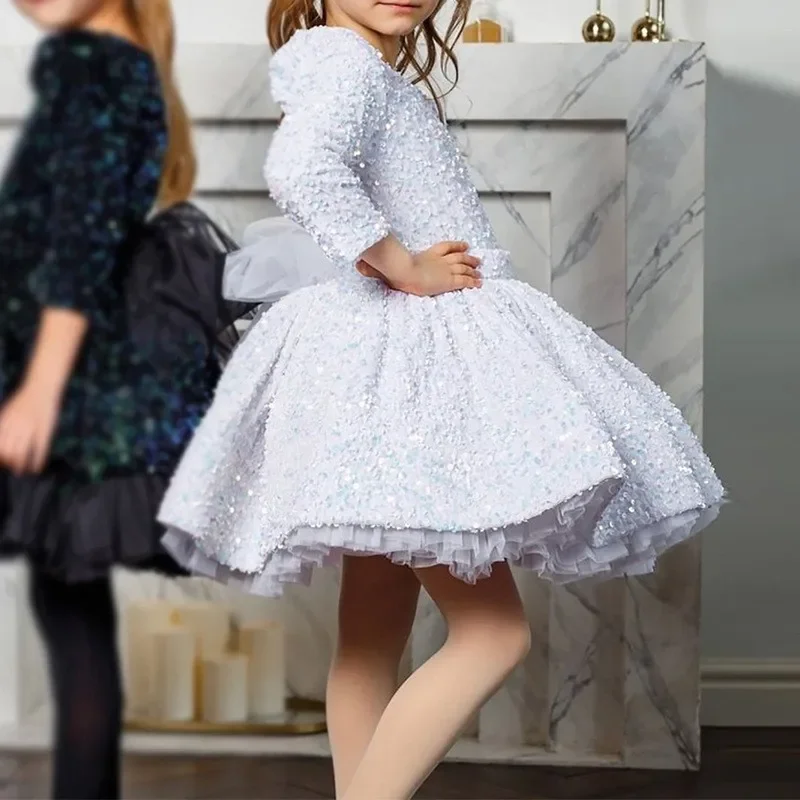 

Child Elegant Tulle Vestido Wedding Birthday Party Baby Clothes 1-14Y Baby Girl Princess Sequined Tutu Dress Infant Toddler