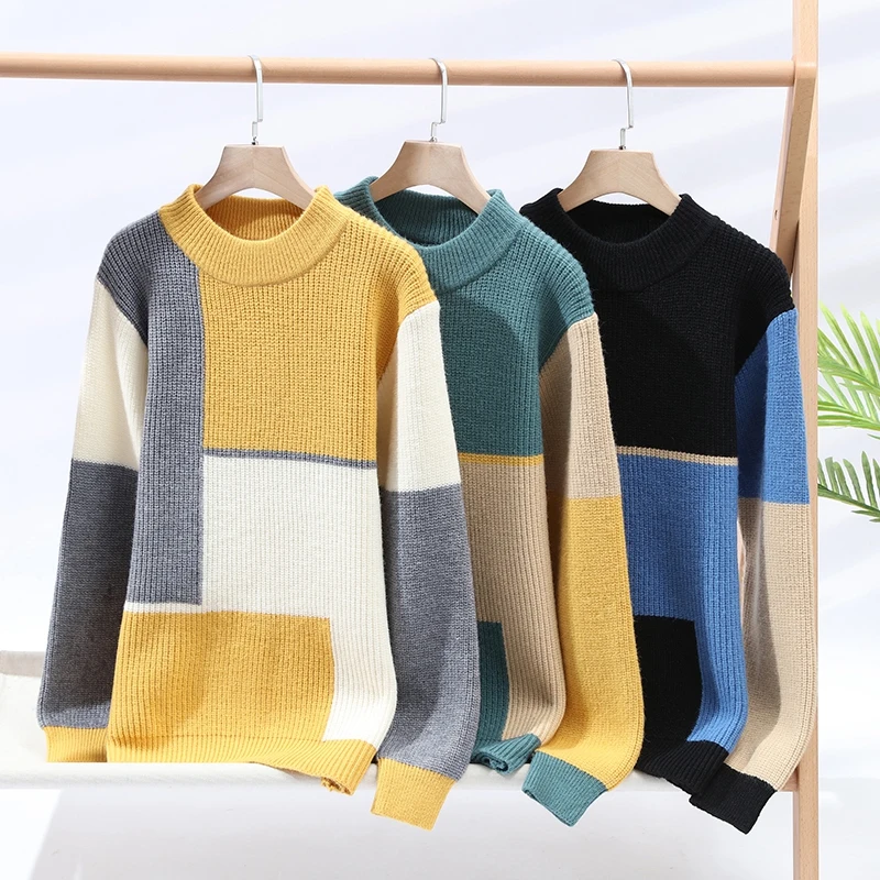 Color Matching Winter Knitted Sweater High-quality New Pullover Loose and Warm Thick Street Autumn Wool 2023 New