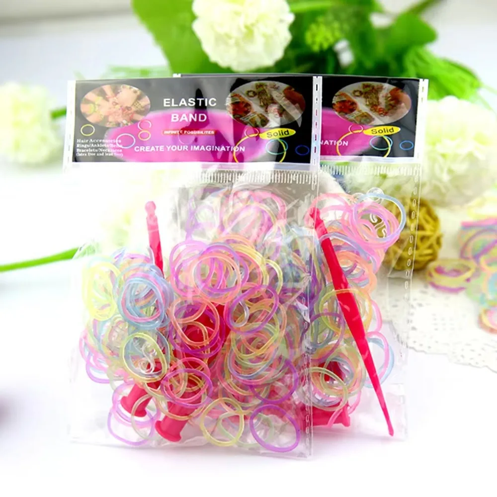 600 Pcs/bag Rubber Band Weaving Girl DIY Hand Knitting Rainbow  Machine  Loom Bracelet Kit Loom Bands