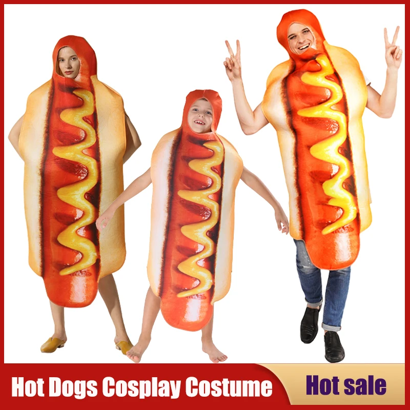 

Hot Dog Cosplay Funny 3D Print Cartoon Doll Costumes Kids Adult One-piece Stage Character Performance Party Unisex Role Playing