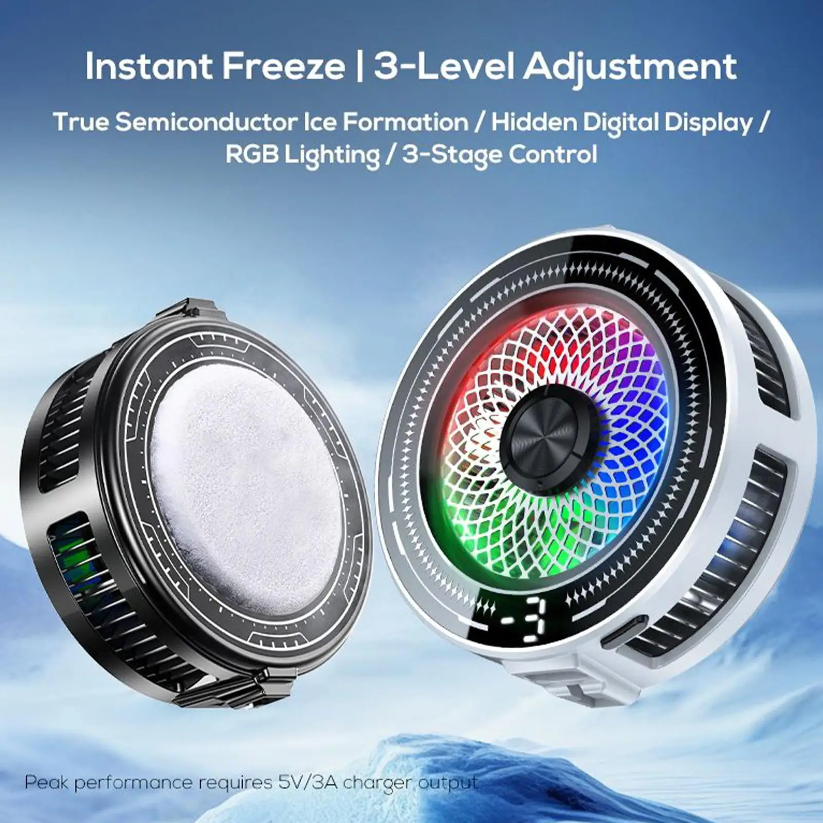 مروحة تبريد للهاتف بمشبك مغناطيسي منخفض الضوضاء 3 مستويات للتحكم في درجة الحرارة مبرد الهاتف اللاسلكي مع شاشة للسيارة الخارجية