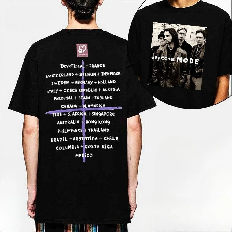 

Винтажная черная футболка унисекс Depeche Mode 1993, мужская и женская хлопковая одежда высокого качества, топы Harajuku Y2k, футболка унисекс, одежда