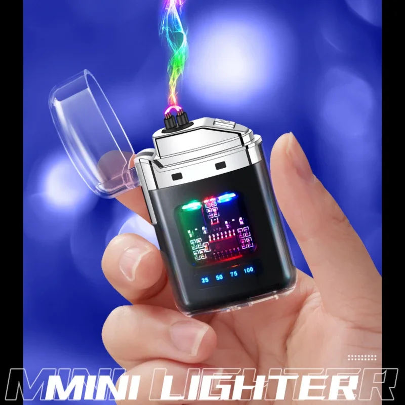 USB Rechargeable Lighter Electric Plasma Arc Lighters Cigarette Smoking Accessories Cool LED Windproof Unusual Gifts For Men New