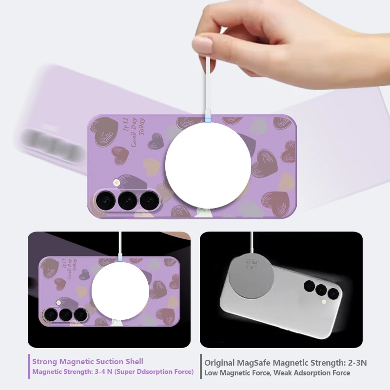 Love Heart Case For Samsung Galaxy S26 S25 S24 S23 S22 S21 Ultra Plus S25 S24 FE Magnetic For Magsafe Wireless Charge Soft Cover