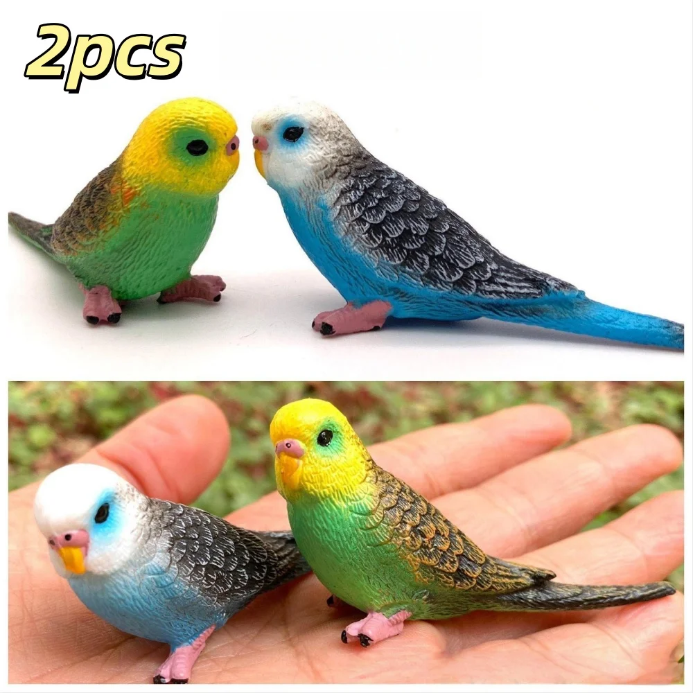 2pcs Bird Static Macaws Parrot Model Figurines For Collection Educational & Decoration, Simulated Parrot Model Garden Sculptures