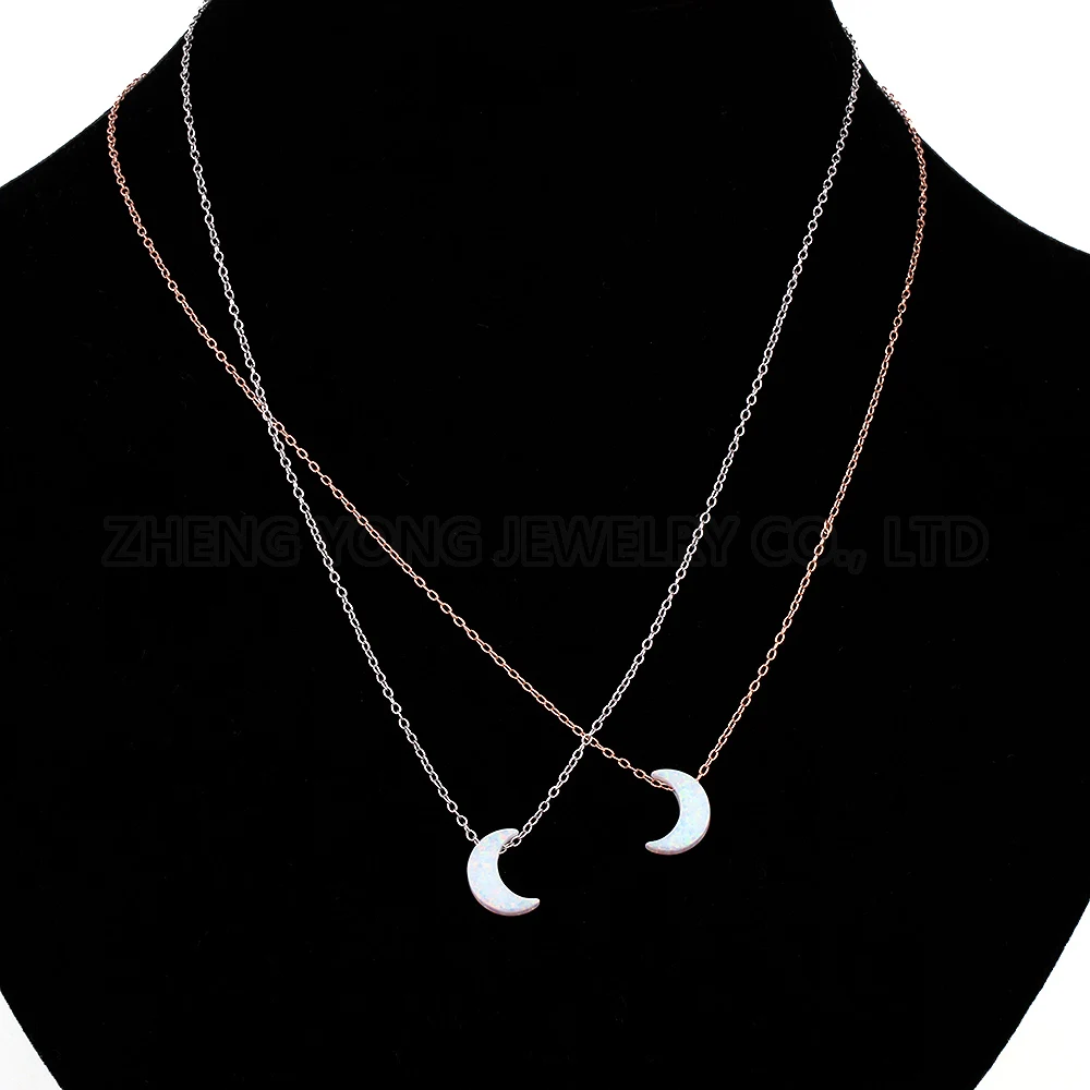 Colgante de ópalo de media luna, collar de plata 925, cadena de piedras preciosas de luna