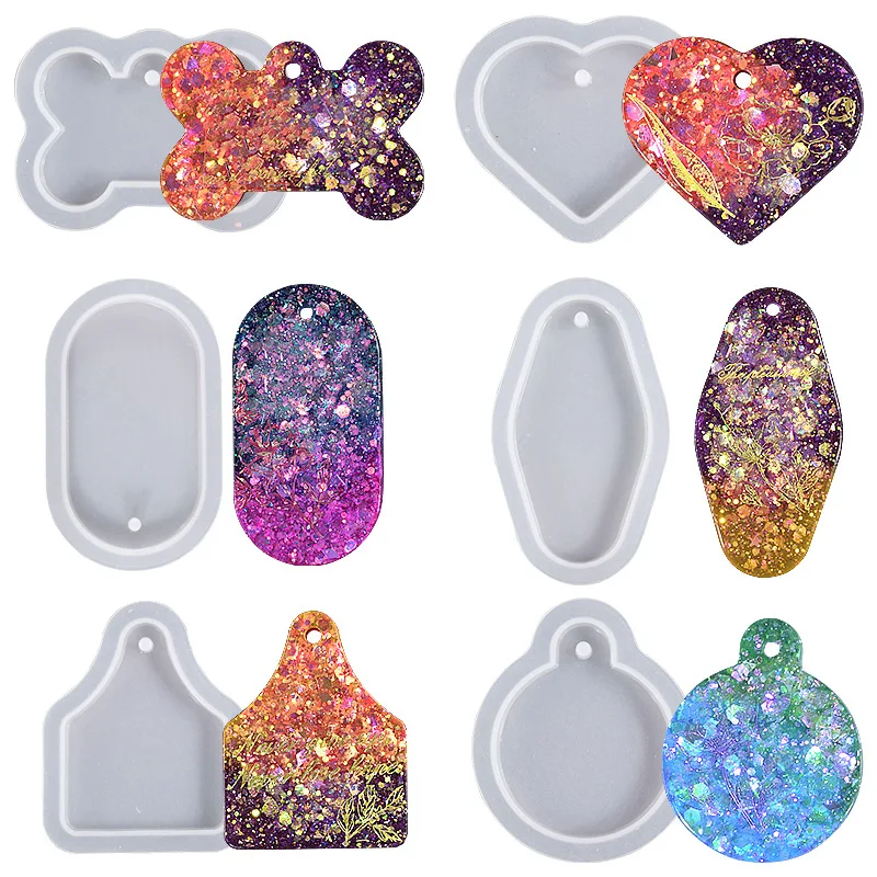 Vintage Heart Round Silicone Resin Mould Keychain Pendant Pet Dog Pendant DIY Crystal Epoxy Mould Jewelry Making Casting Mould