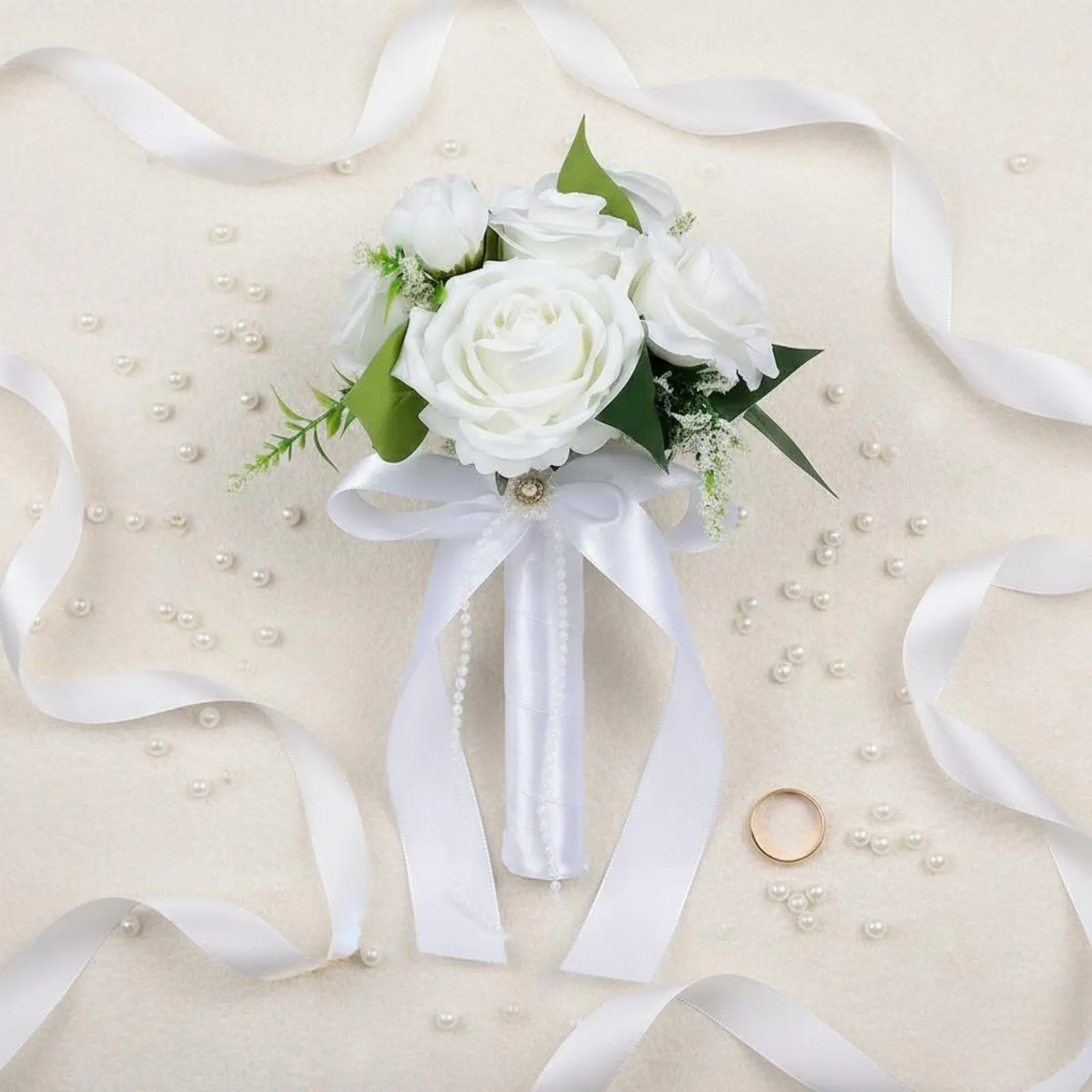 Bridal Floral Arrangement Long-Lasting Handheld Wedding Flowers Faux Flower Bridal Arrangement Elegant Design Versatile