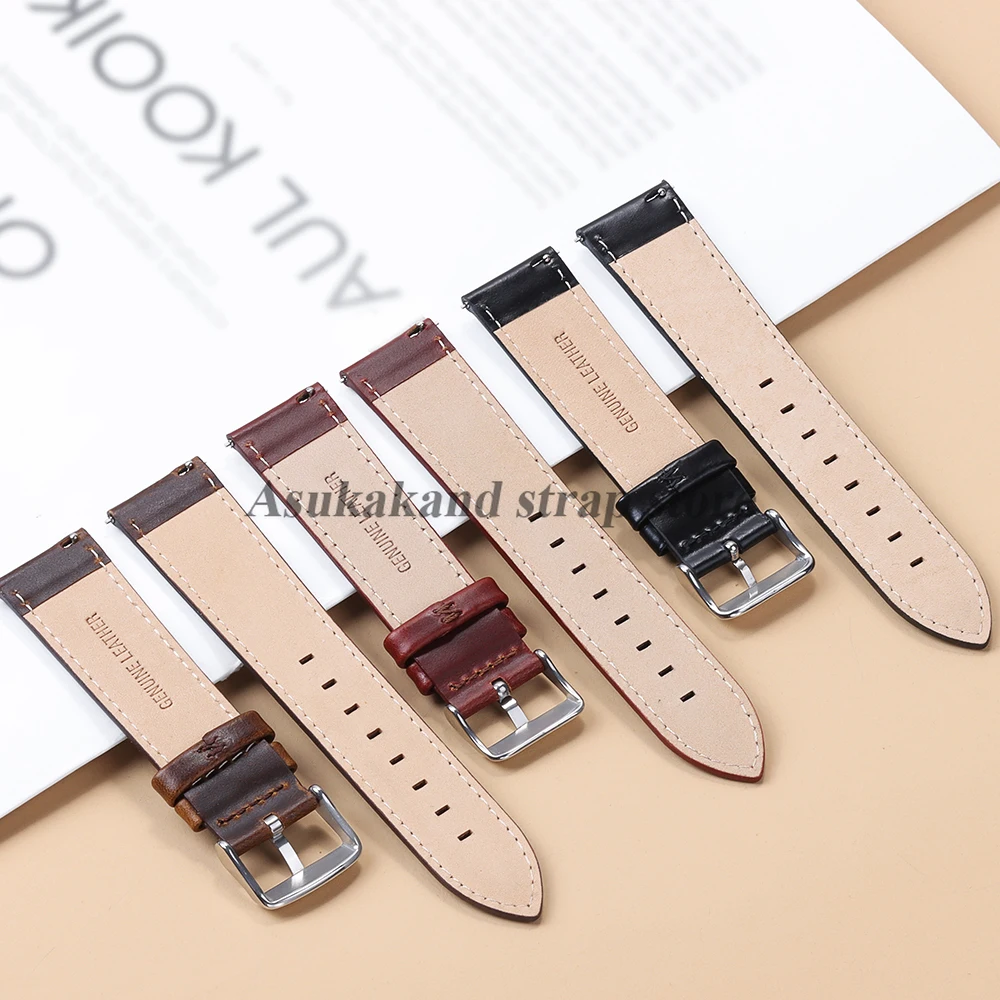 Pulseira de relógio de couro de liberação rápida 18mm 20mm 22mm para huawei relógio gt5 gt4 pulseira para seiko feminino masculino 12mm 14mm pulseira macia