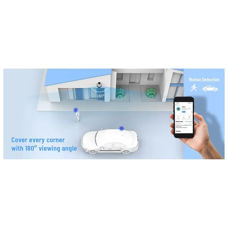 

*ABAB Wi-Fi наружная камера безопасности 4 МП 180 ° Сверхширокий угол обзора, обнаружение гуманоидов, AI, автоматическое отслеживание, наблюдение, вилка европейского стандарта
