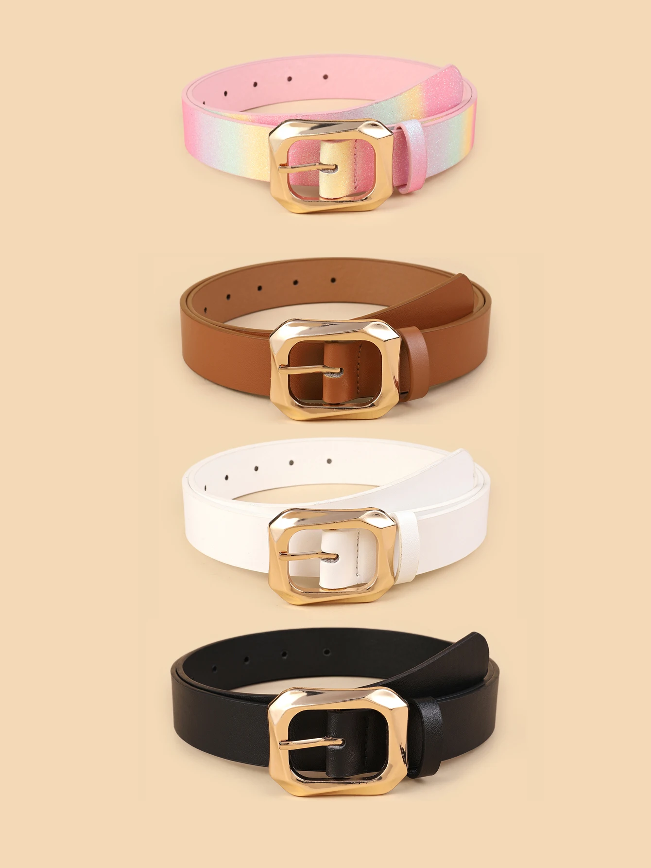 New Women's Belt Square Buckle PU Trousers Student Fashion Korean-style All-match dress Decorative Belt