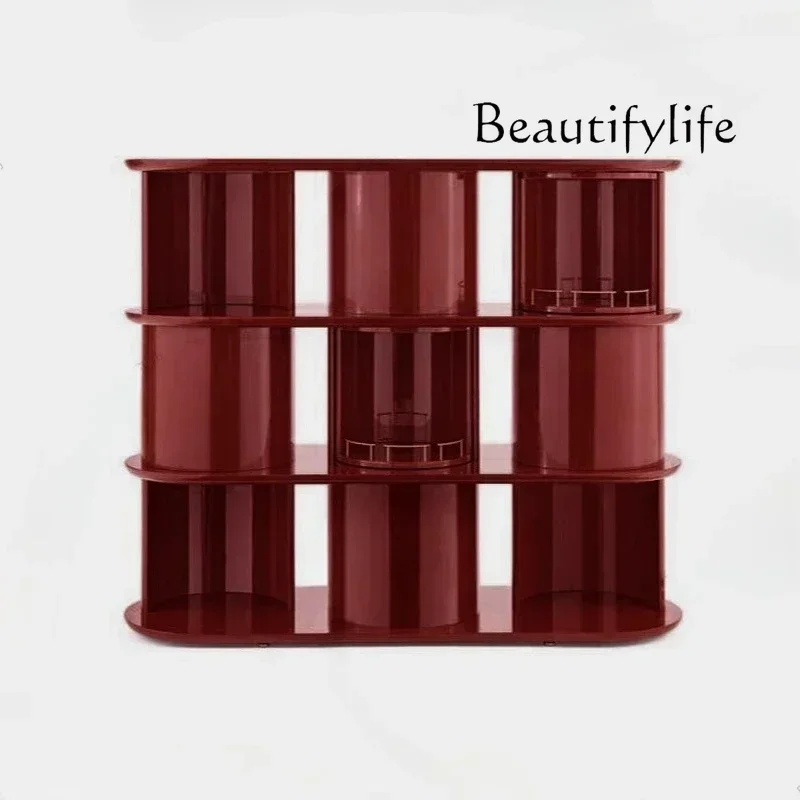 

Bookshelf wine cabinet display stand display stand rotating wine cabinet modern simple new product paint red designer