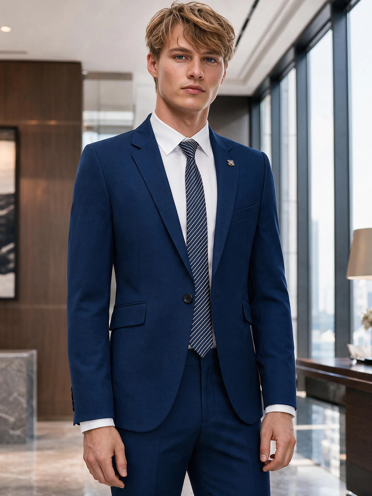 ST Cassy High Quality Men's Suit Slim Fit Solid Color Suit Formal Business Office Single Breasted Coat Pants 2 Pieces Set