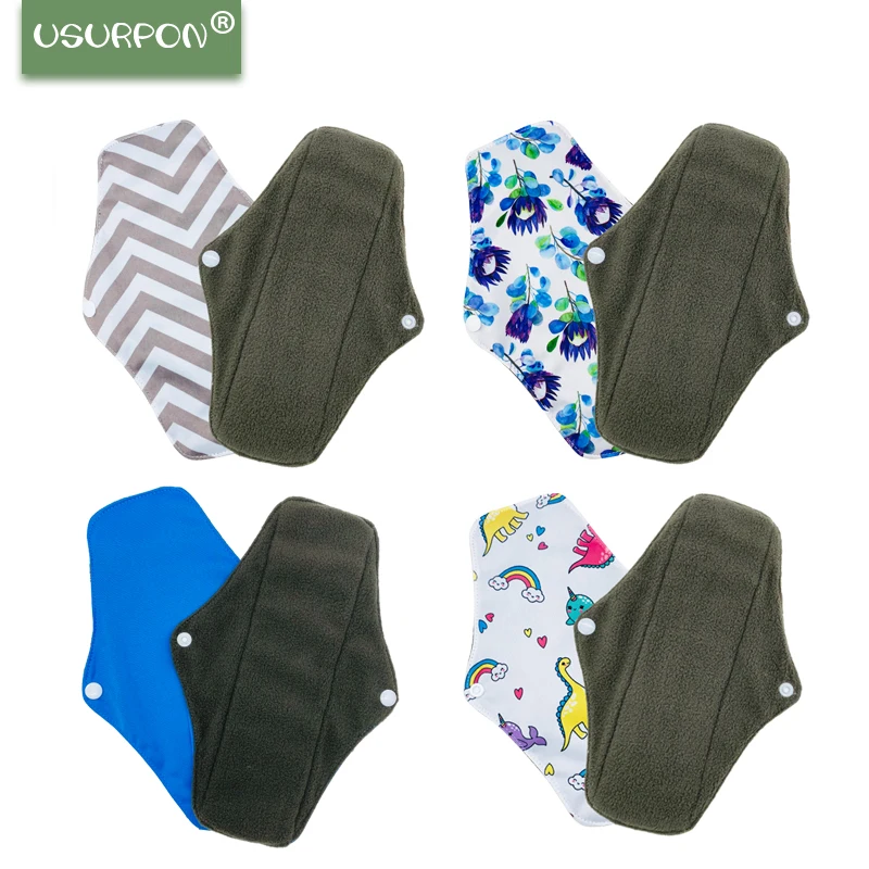 [Usurpon] Reusable Bamboo Charcoal Sanitary Mama Menstrual Women Pads Washable Period Panty Liner