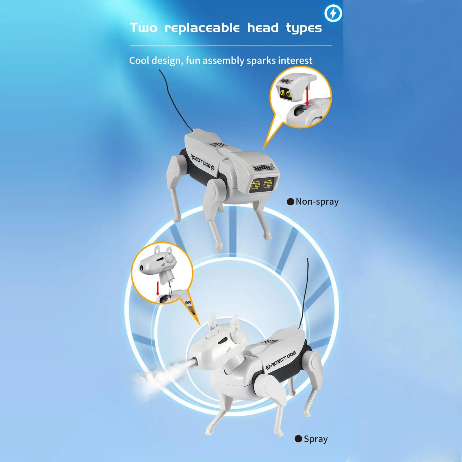 หุ่นยนต์บังคับวิทยุสำหรับเด็ก ของเล่นสุนัขกลไก ชุดประกอบเองเพื่อการเรียนรู้วิทยาศาสตร์ ของเล่นชุดประกอบไฟฟ้าสำหรับเด็กผู้ชาย ของขวัญสำหรับเด็ก