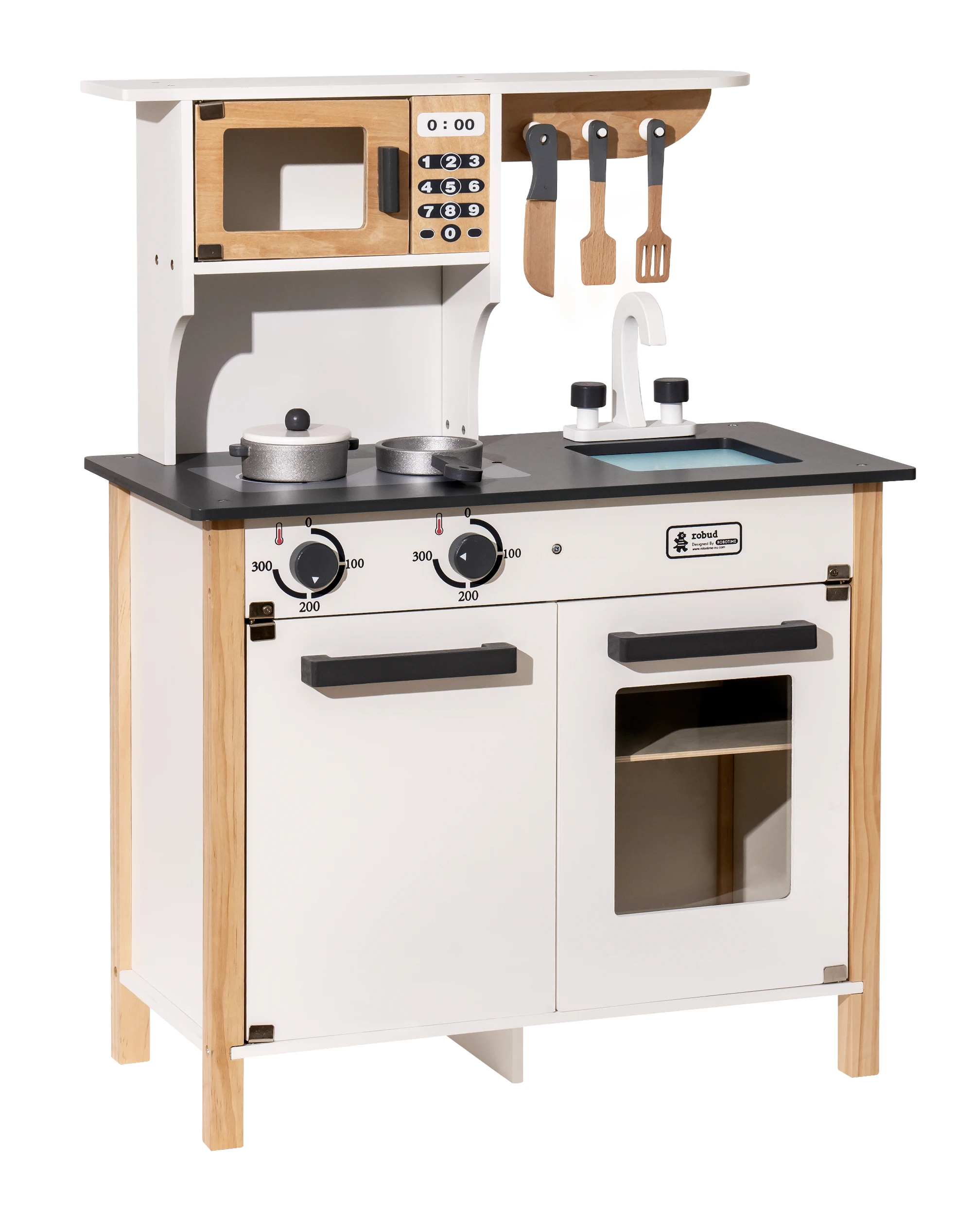 Ensemble de jeu de cuisine en bois pour enfants, cadeaux pour le nouvel an, Noël et anniversaire, blanc