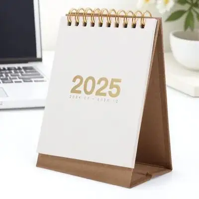 

2025 Portable Desk Calendar Standing Flip Design Inspired Compact Spiral Bound Table Calendar for Daily Planning Office