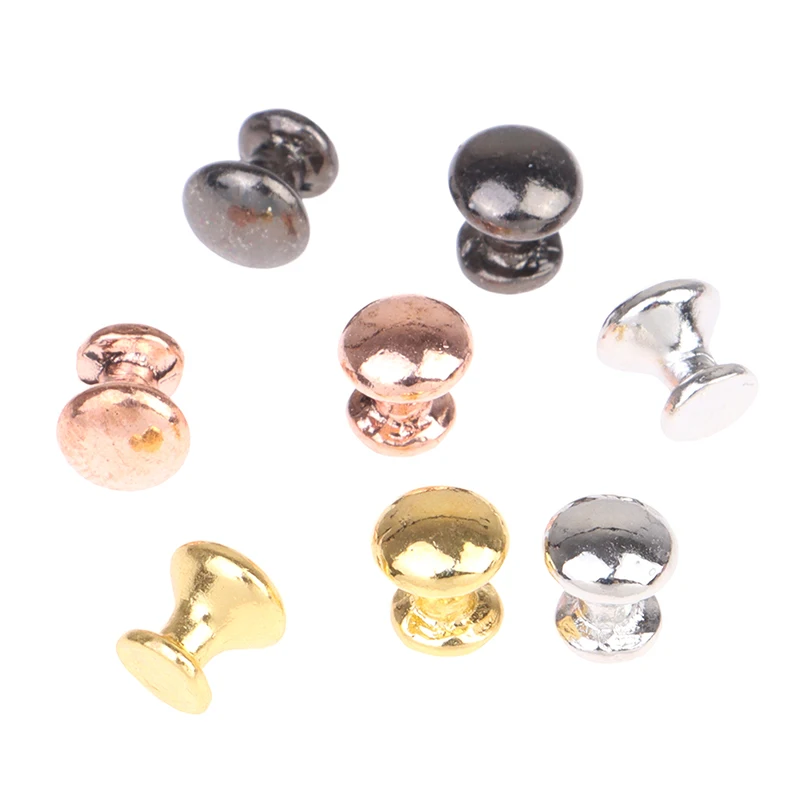 8Pcs 1:12 Dollhouse Miniature Doorknob Drawer Handle Desk Cabinet Round Handle Furniture Model Decor Toy