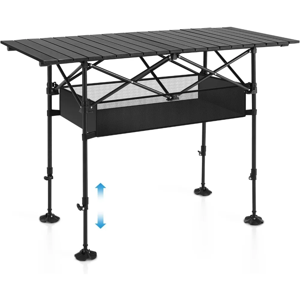 

Camping Table Folding Outdoor Table with Adjustable Height, Large Storage Bag and Carrying Bag, Folding Outdoor Tables