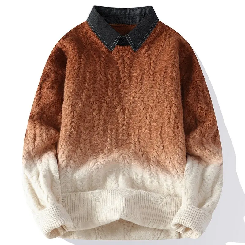 Two Fake Items Sweater, Outdoor, Fishing, Fashionable, Men, Trendy, Cycling, Versatile, Sport, Travel, Leisure, Knitted Sweater