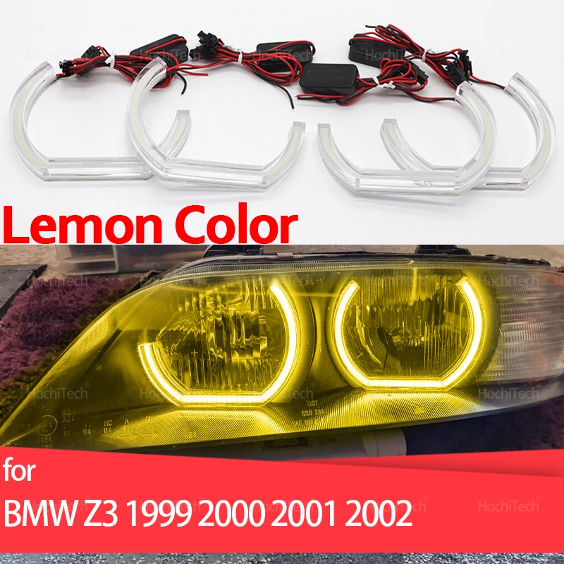 

For BMW Z3 1999 2000 2001 2002 Day Light DRL Angel Eyes LED CSL Style Lemon Yellow Headlight Ring Kit Accessories