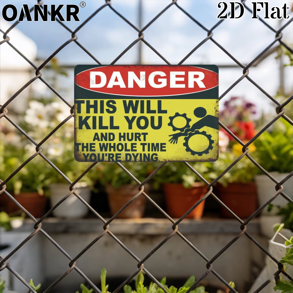 Warning Metal Tin Sign Funny Tin Signs Bar Decorations Art Poster Metal Sign Stop Danger This Will Kill You & Hurt Bar Cafe Sign
