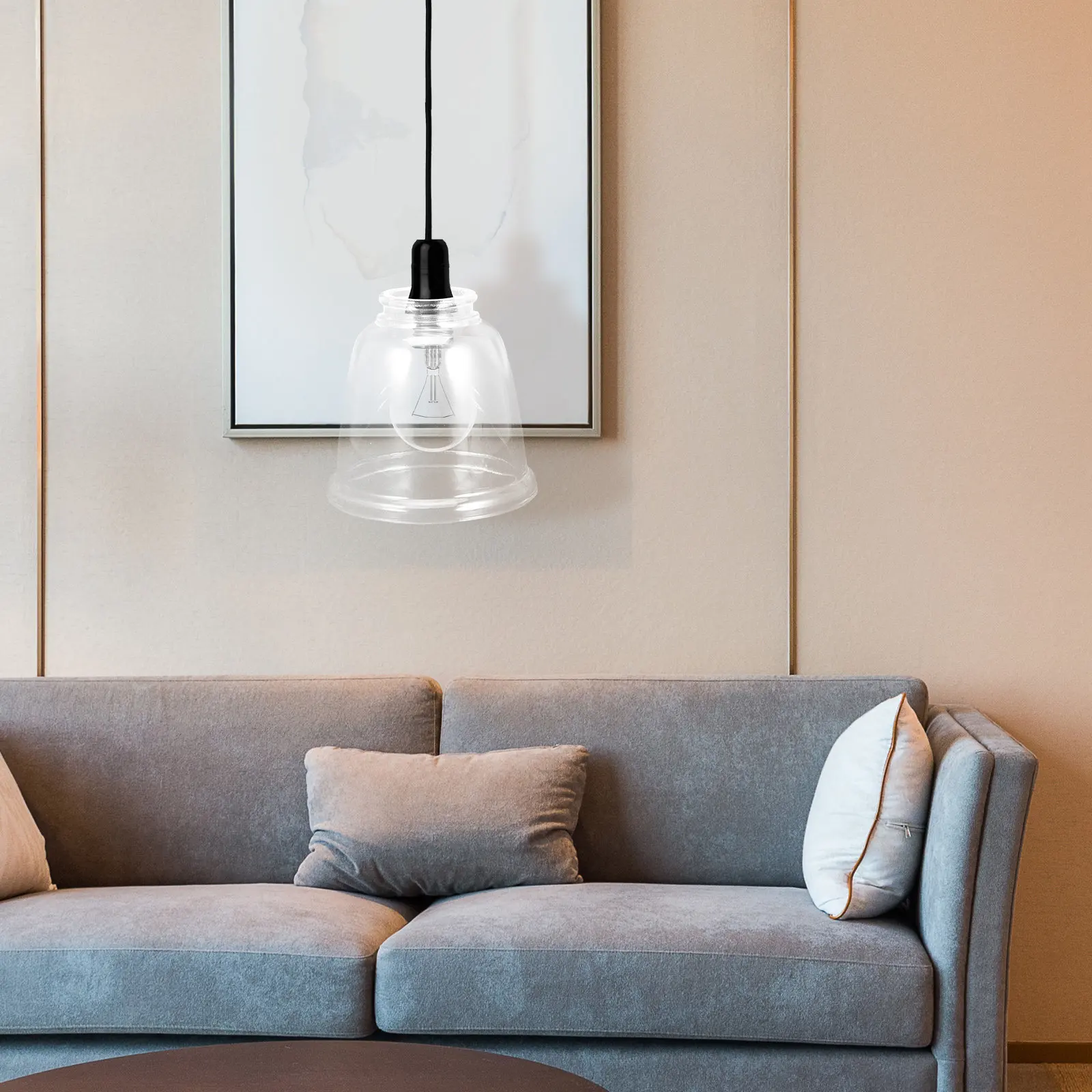 Glass Lampshade Small Bell Design Ceiling Light Cover Replacement Decorative Pendant Lamp Shade Glass Replacement for Living