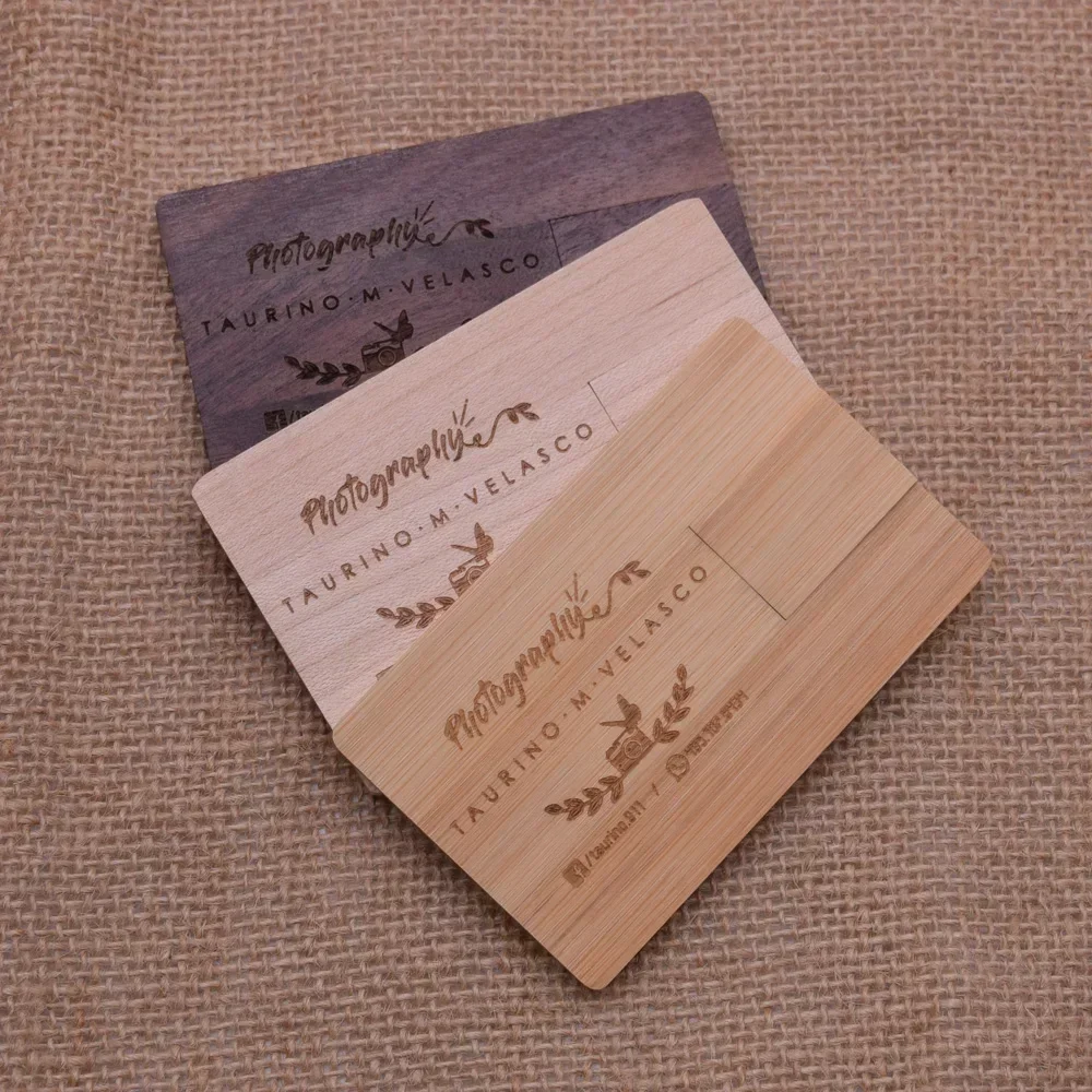 10個入り ロゴ入り メープル木製カード型USBフラッシュドライブ Uディスク クリエイティブギフト ペンドライブ 4GB 8GB 16GB 32GB 64GB (ロゴ入り1個無料)