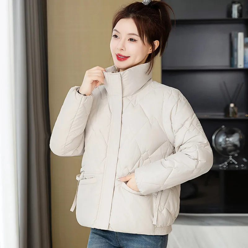 2024 neue Winter Jacke Frauen Parkas Casual Grundlegende Mantel Stehkragen Warme Unten Baumwolle Gepolsterte Kurze Jacke Weibliche Outwear Kleidung