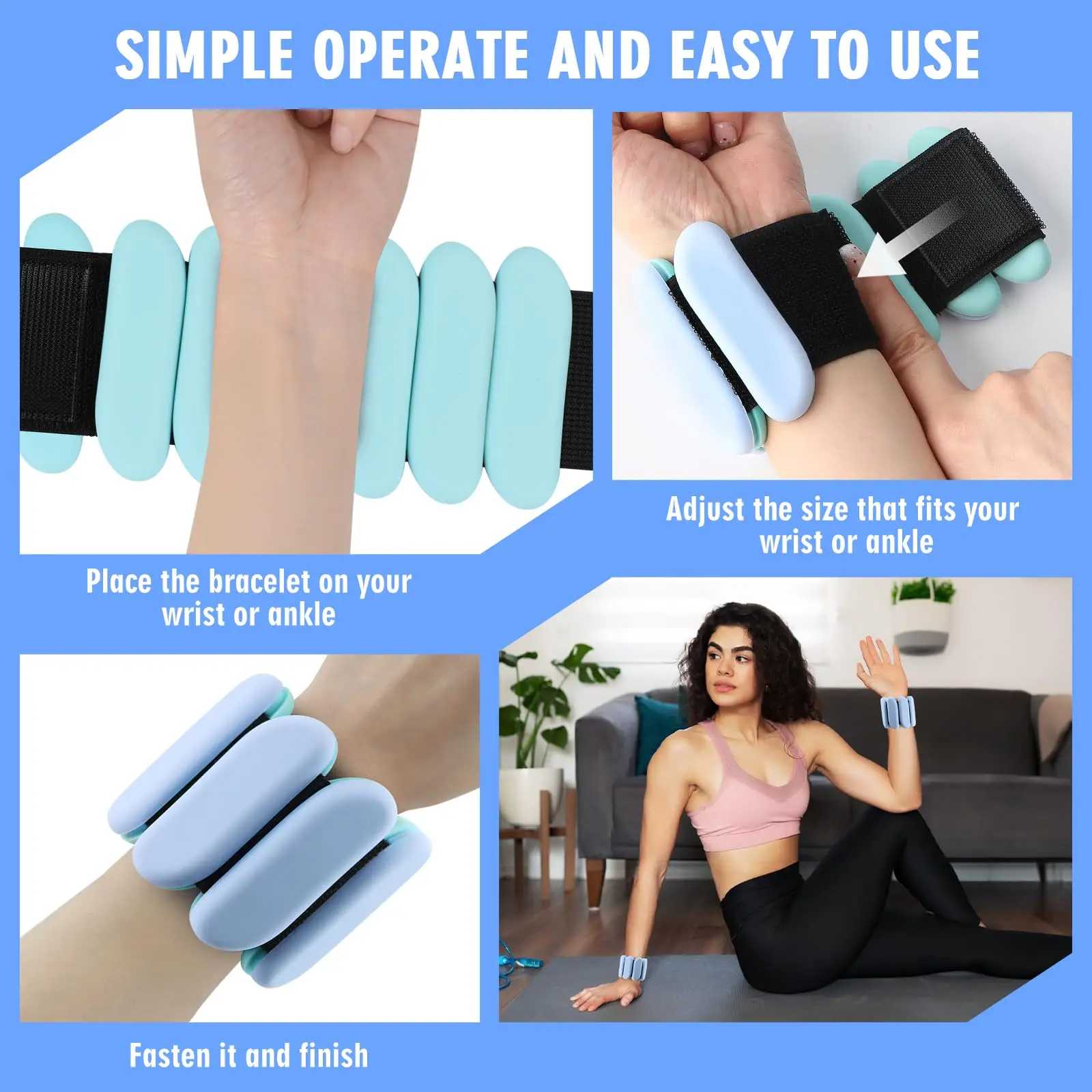 Adjustable Silicone Wrist & Ankle Weights, Removable Weight Slabs Wearable Weighted Bands for Strength Training
