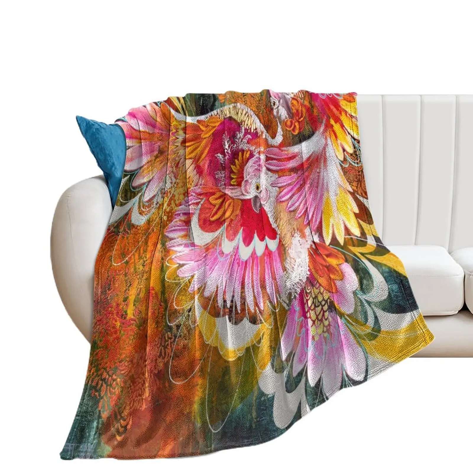 Cockatoo Mardi-gras Throw Blanket Sofa Bed Fashionable Blankets