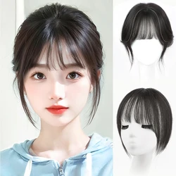 3D Hair Bangs 100% Real Human Hair Bangs Clip Wispy Bangs Hair Clip Fringe with Temples Hairpieces Curved Bangs for Daily Wear