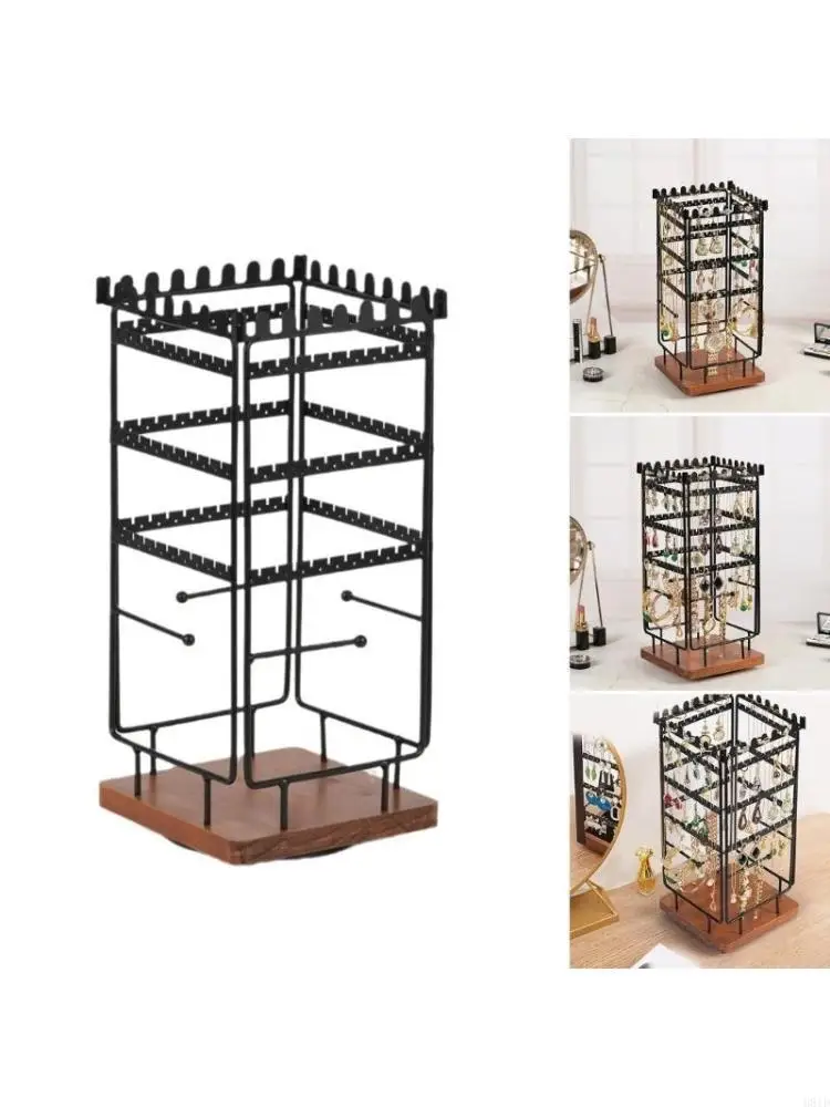 

Space Efficient Rotating Jewelry Holder Metal Rack for Organizing Earrings and Necklaces Solid Base Accessory Shelf