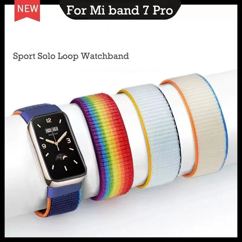 

Ремешок для Xiaomi Mi Band 7 Pro, браслет, нейлоновый плетеный многоцветный спортивный ремешок для часов Solo Loop, ремешок для Mi Band 7 Pro, наручные часы