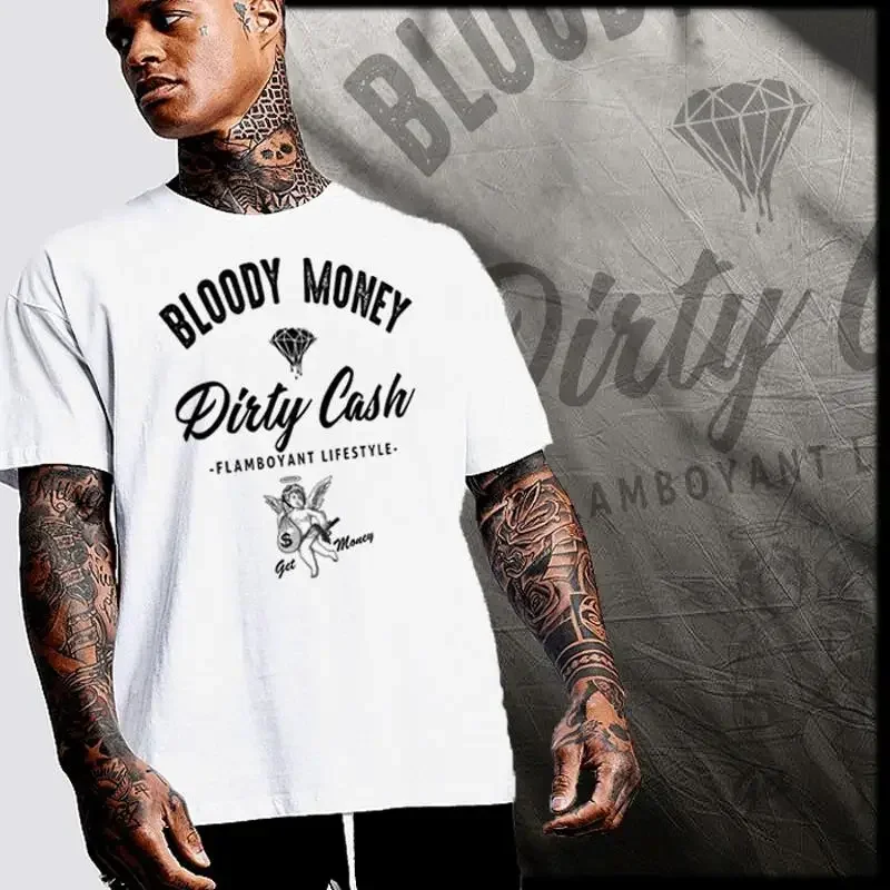 Bloody Money Dirty Cash T Shirt Gangster Mobster Hustle Urban Streetwear