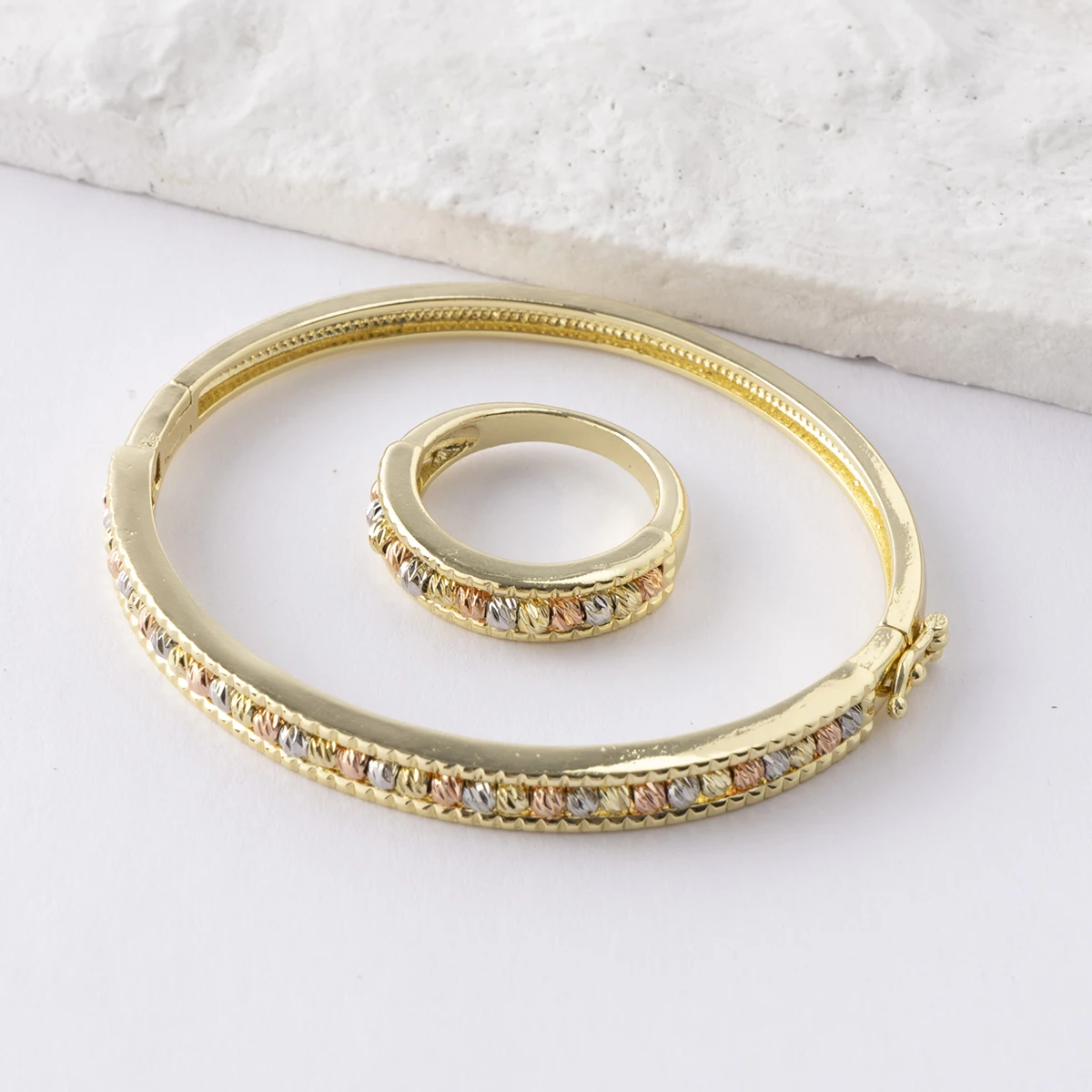 LUIZADA Copper Metal Beads Cross Bangle for Women Fashion Jewelry Delicate Multicolor Exquisite Holiday Gift