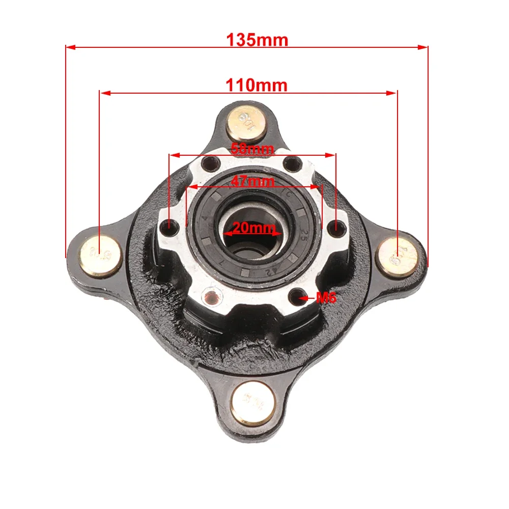 Cubo de rueda de freno de disco delantero 17mm-20mm 110*4 M10 apto para China 110cc-250cc ATV Go Kart Quad Bike Scooter Mini SUV Buggy piezas