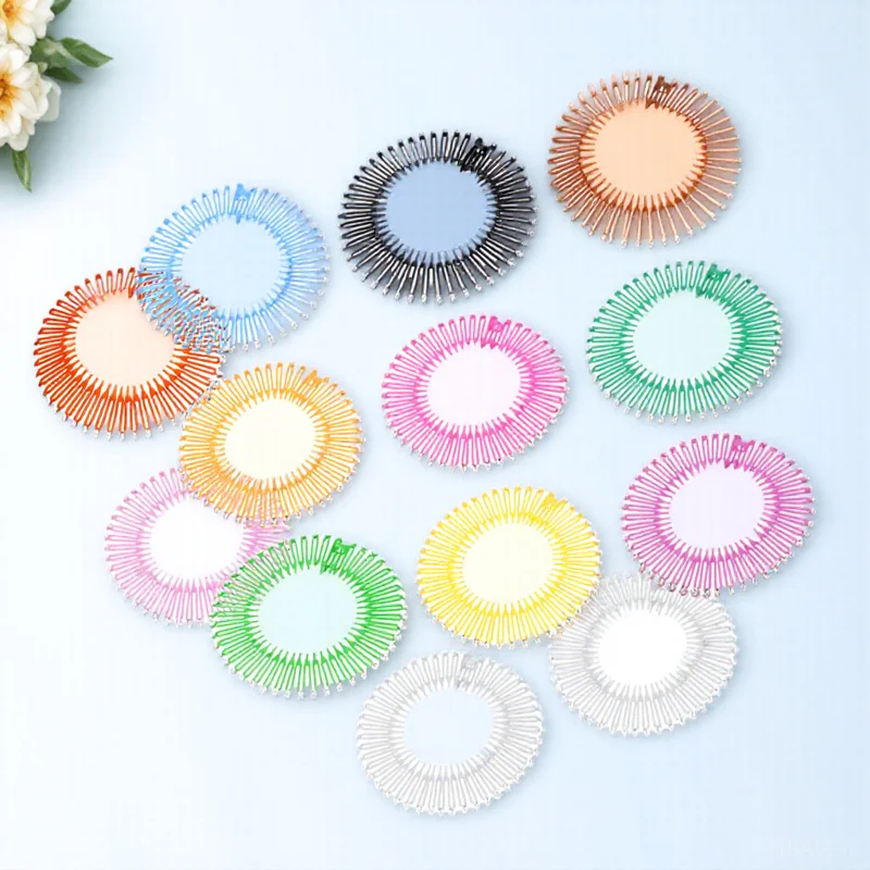 

13pcs Colorful Drill Comb Stretch Circle Comb For Women Multi Color Hair Ornaments Styling Accessories Flexible Reusable Hair