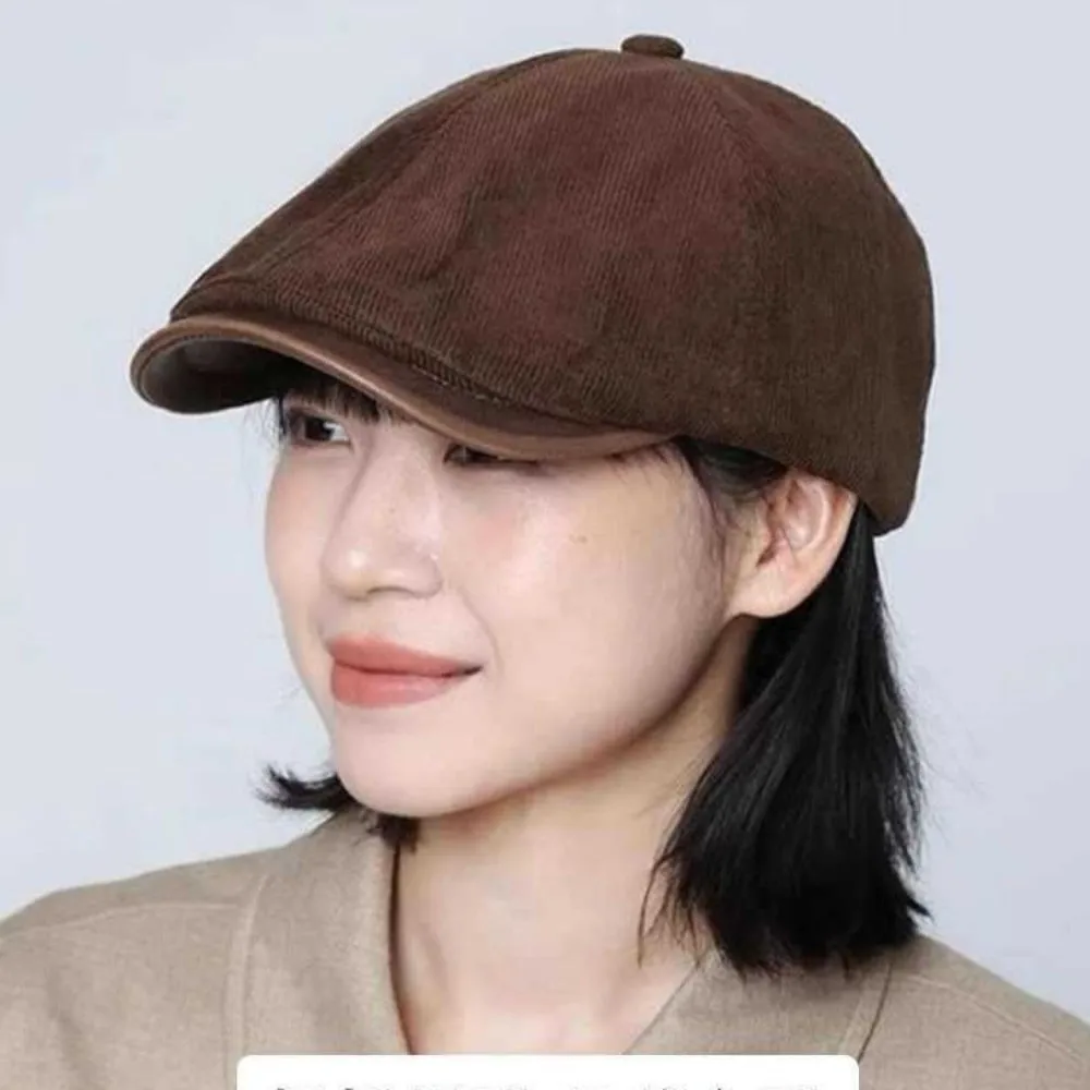 Fashion Solid Color Suede Newsboy Cap Vintage Style Soft Winter Forward Hat Warm All-match Retro Flat Cap Winter