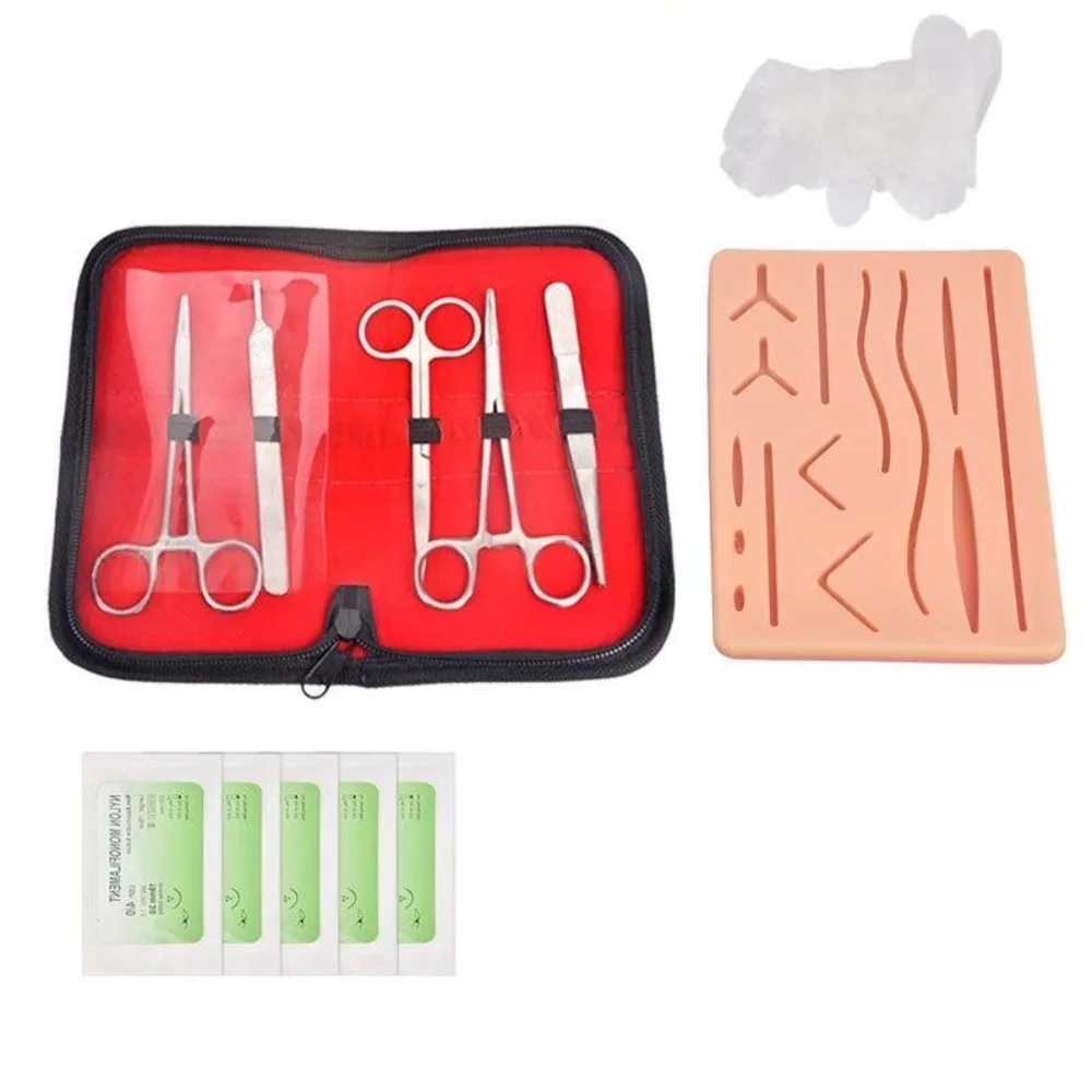 

Surgical Suture Instrument Package Skin Suture Tool Set Silicone Pad Suture Thread Gloves