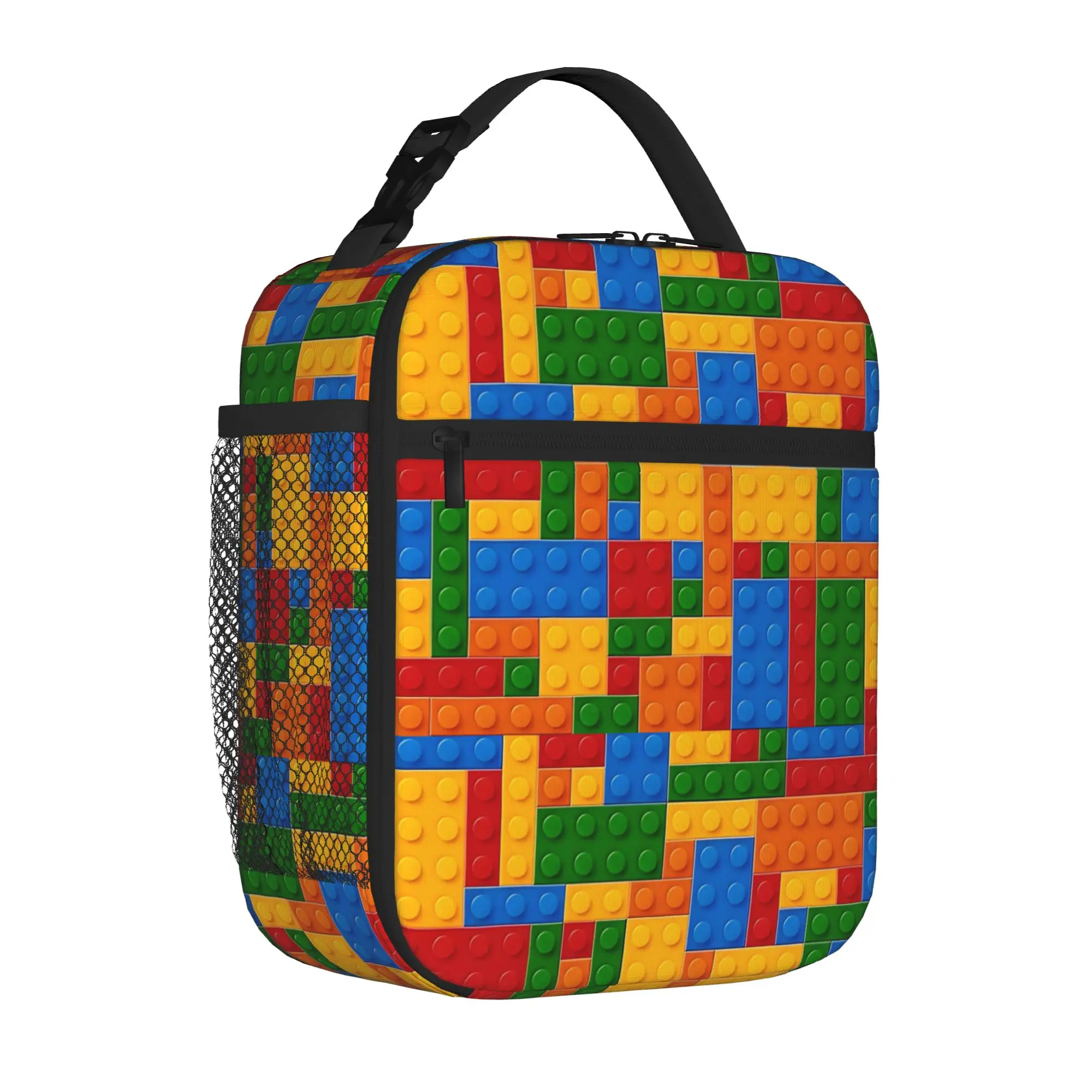 

Термосумка для обедов в стиле конструктора: модная, красочная, забавная, многофункциональная, для школы