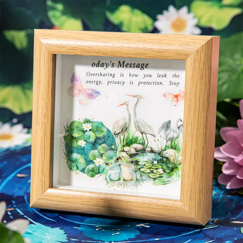 PET Tape For Summer Pond Lotus Duck Pattern Design Creative Background Collage DIY Greeting Card Cup Photo Frame Decoration