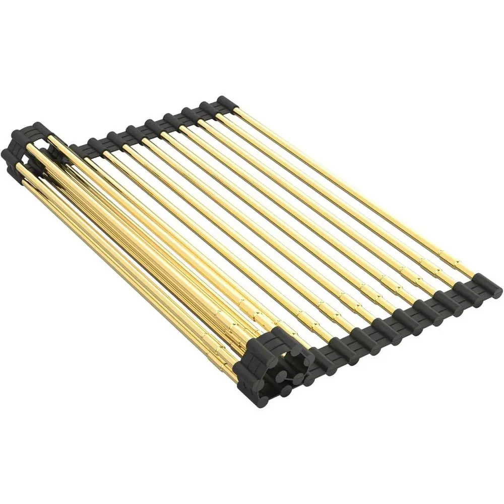 

Expandable Large Draining Rack, Roll Up Heat-Resistant Dish Drainer or StainlSteel Sinks, Collapsible Over The Sink Rack Non-Sli