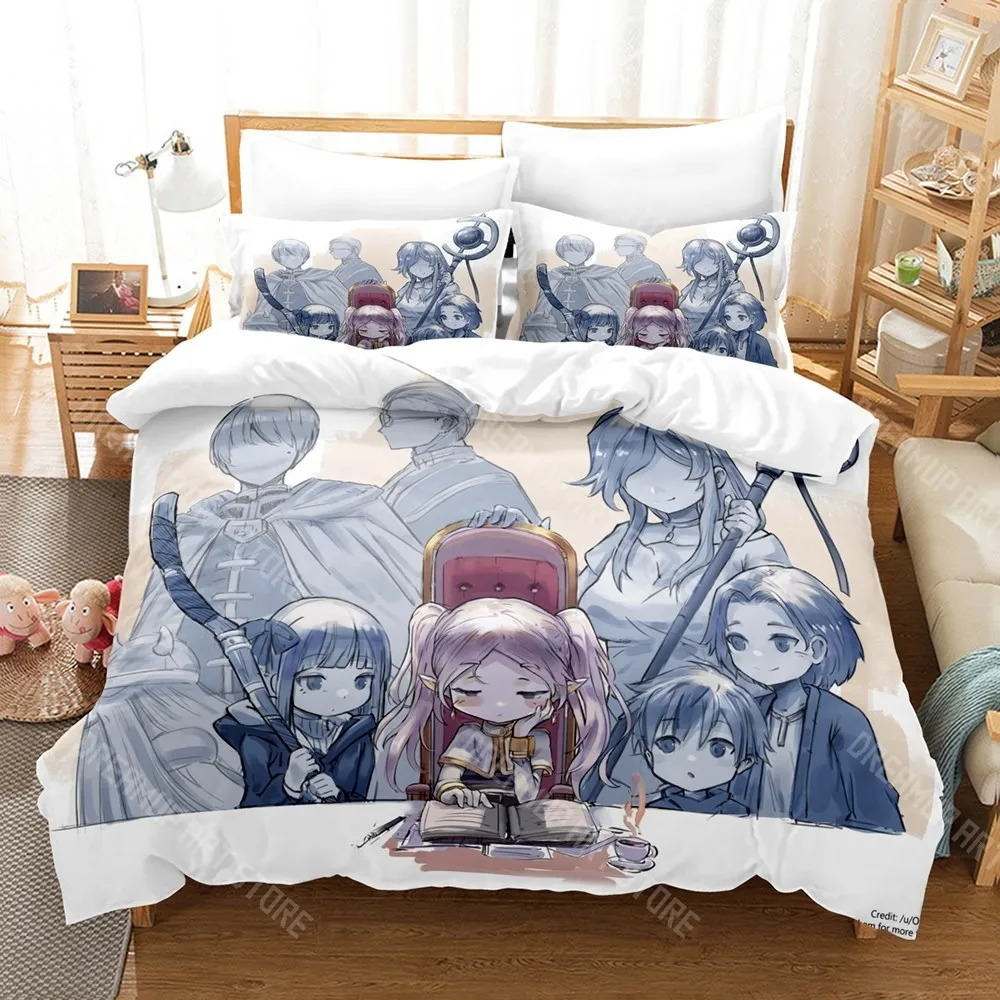 3D Print Frieren Anime Beyond Journey's End Anime Bedding Set Boys Girls Duvet Cover Twin Queen King Full Single Double Sizes