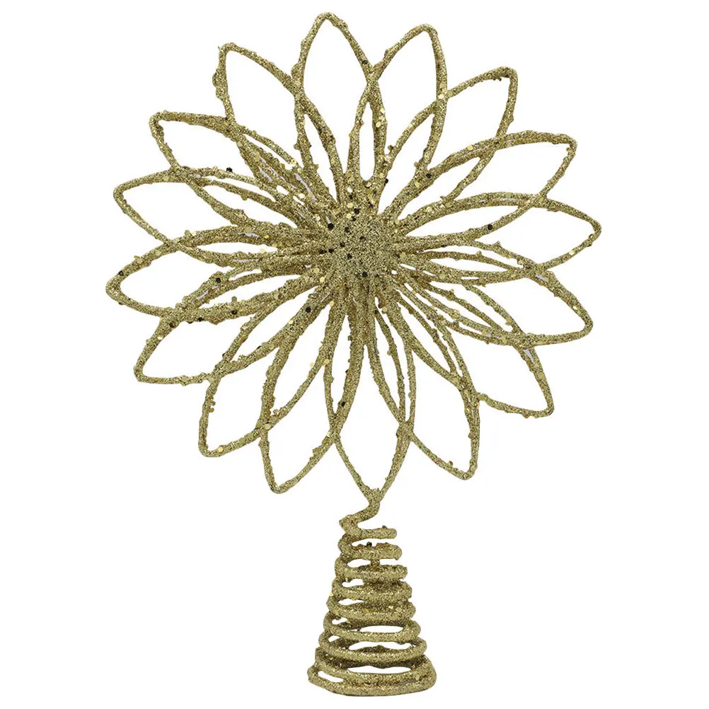 

Hollow Christmas Tree Topper Multi-Petals Decorative Xmas Tree Star Ornament Reusable Holiday Decor Christmas