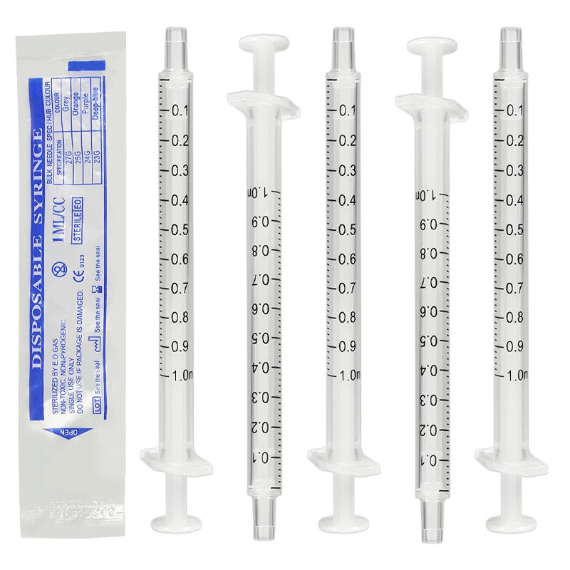 100 jeringas desechables estériles de 1ml sin tapón de goma, jeringa HPLC de dos piezas para uso en laboratorio, alimentación de mascotas