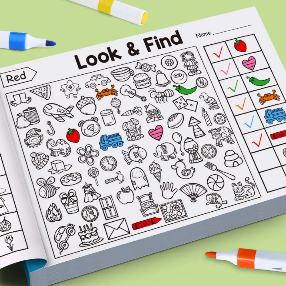 Look and Find Children's Search for Items Game Visual Perception 32 Pages Fun Coloring Book Focus and Attention