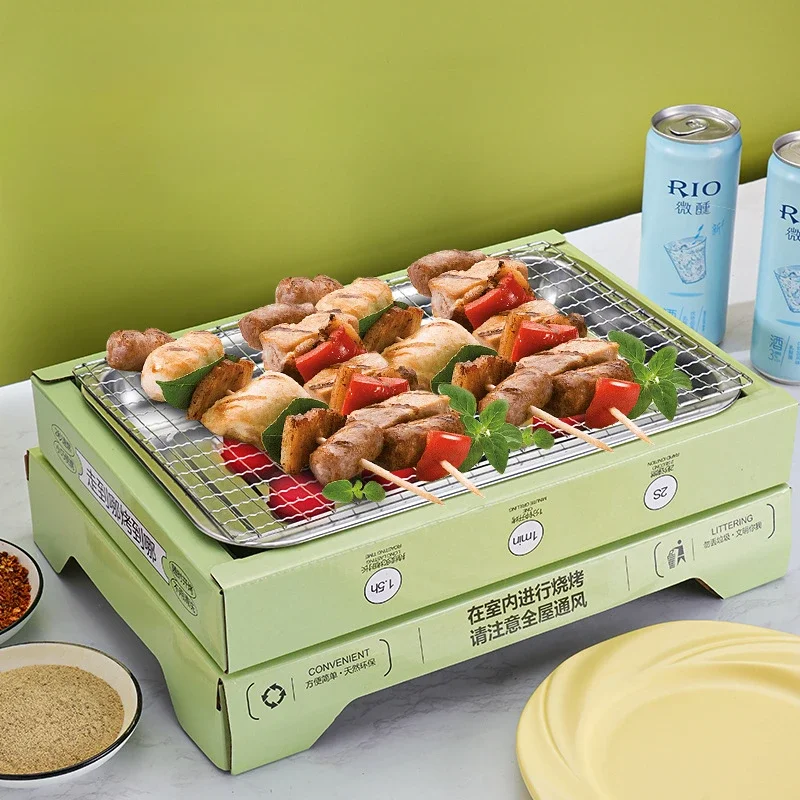 Disposable Barbecue Grill Picnic Stove Outdoor Portable Household Small Fruit Charcoal Smokeless Barbecue Grill Set
